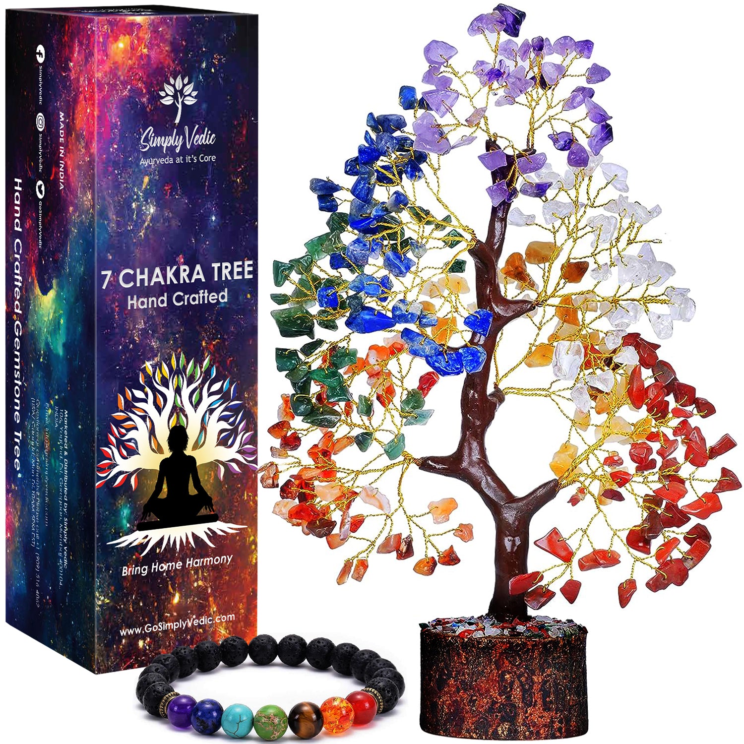 Simply Vedic 7 Chakra Crystal Tree of Life+ Chakra Bracelet| for Chakra Activation, Positive Energy, Good Luck| Natural Healing Gemstones MoneyTree Feng Shui, Spiritual Gift, Home Decor| Handmade simplyvedic Simply Vedic 7 Chakra Crystal Tree of Life+ Chakra Bracelet| for Chakra Activation, Positive Energy, Good Luck| Natural Healing Gemstones MoneyTree Feng Shui, Spiritual Gift, Home Decor| Handmade simplyvedic