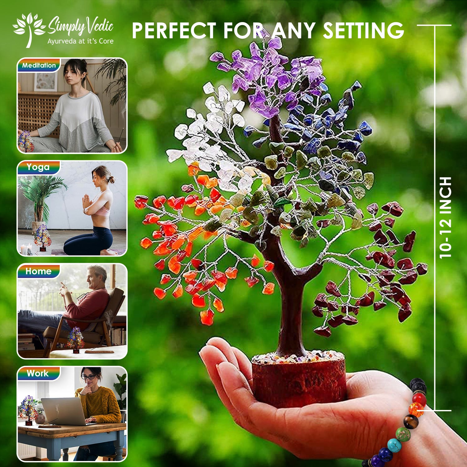 Simply Vedic 7 Chakra Crystal Tree of Life+ Chakra Bracelet| for Chakra Activation, Positive Energy, Good Luck| Natural Healing Gemstones MoneyTree Feng Shui, Spiritual Gift, Home Decor| Handmade simplyvedic Simply Vedic 7 Chakra Crystal Tree of Life+ Chakra Bracelet| for Chakra Activation, Positive Energy, Good Luck| Natural Healing Gemstones MoneyTree Feng Shui, Spiritual Gift, Home Decor| Handmade simplyvedic