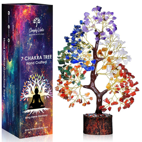 Simply Vedic 7 Chakra Tree of Life for Positive Energy| Natural Healing Crystal Gemstone, MoneyTree, Feng Shui, Good Luck|Chakra Activation|Home Decor|Ideal for Gifting| Handmade by Traditional Artists