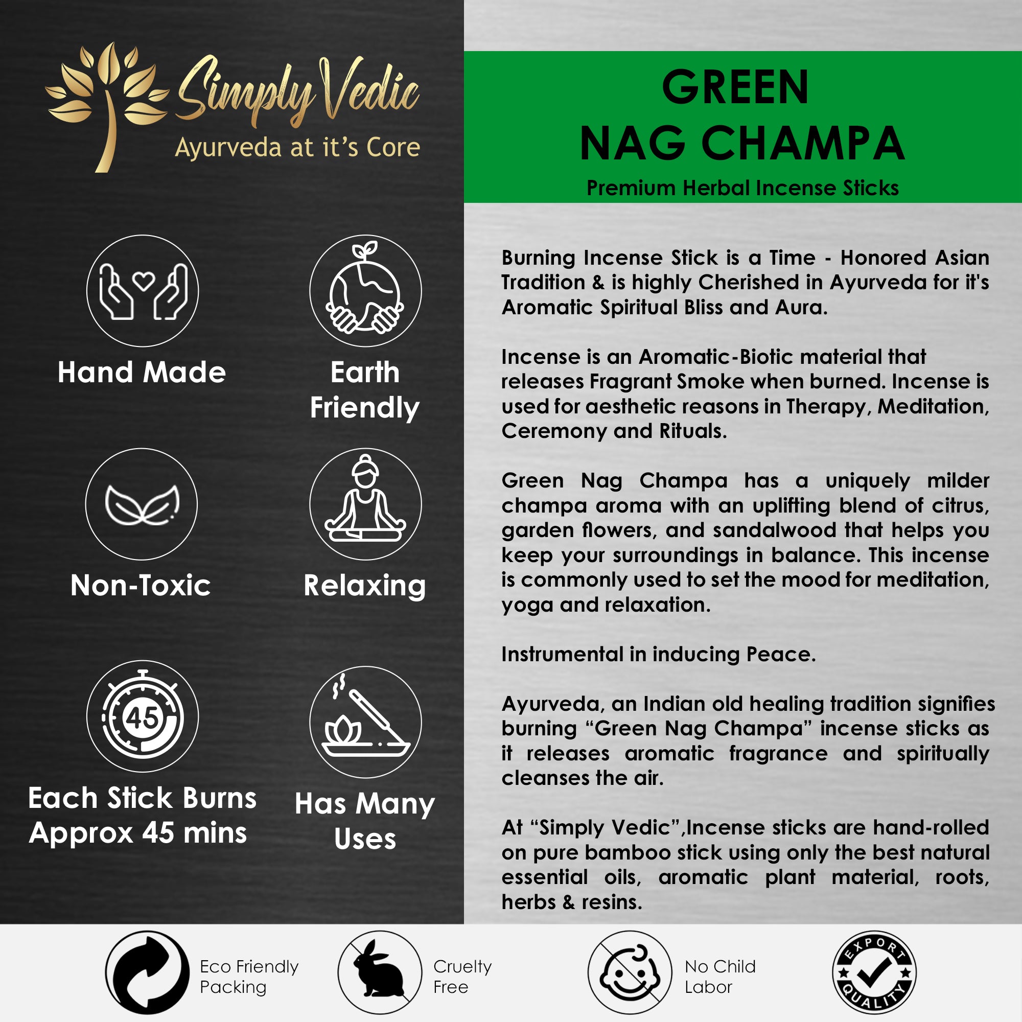 Green Nag Champa Incense Sticks simplyvedic