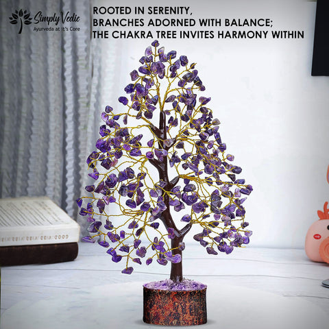 Simply Vedic Chakra Amethyst Crystal Tree| for Positive Energy, Good Luck | Natural Healing Gemstones MoneyTree Feng Shui, Spiritual Gift, Home Decor| Handmade by Traditional Artist simplyvedic