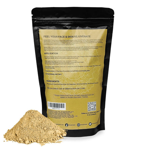 Simply Vedic 100% Natural Multani Mitti Powder Face Pack (200Gms-Pack1) For Exfoliating Soothing Nourishing Face, Skin & Hair| Indian Healing Clay/Calcium Bentonite Clay/Fuller's Earth/Body Mask simplyvedic