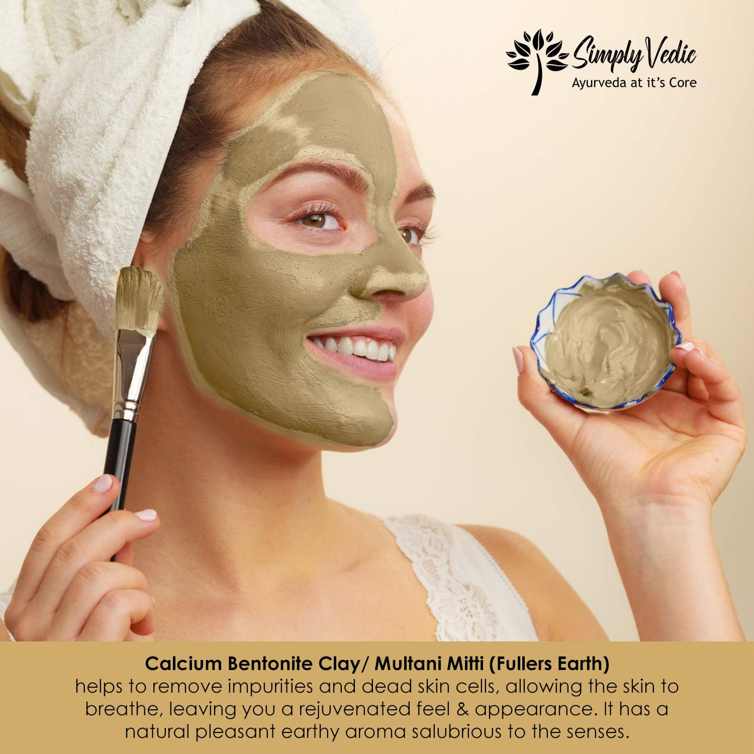 Simply Vedic 100% Natural Multani Mitti Powder Face Pack (200Gms-Pack4) For Exfoliating Soothing Nourishing Face, Skin & Hair| Organic Indian Healing Clay Body Mask simplyvedic