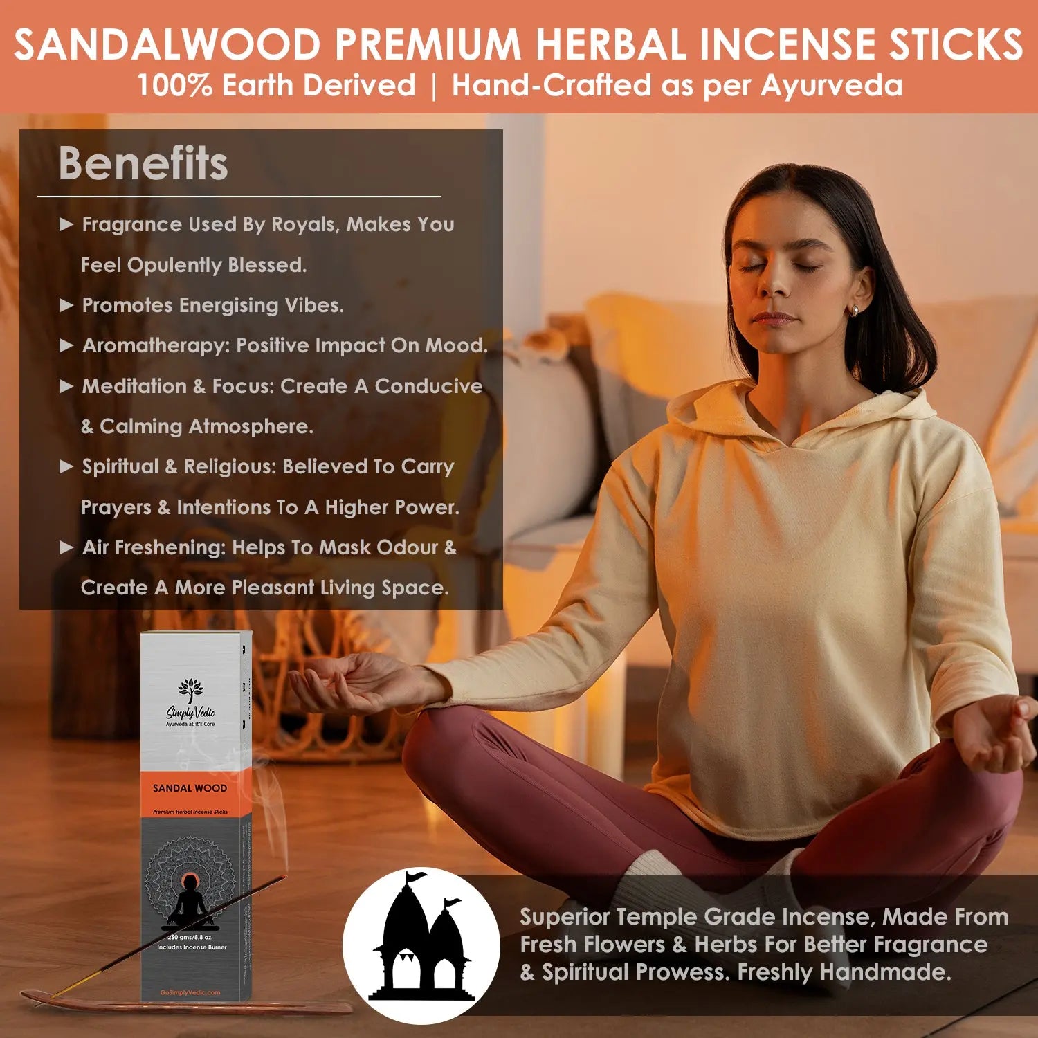 Sandalwood Premium Incense Sticks Agarbatti simplyvedic